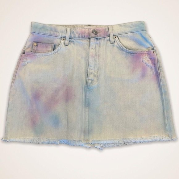 Hudson The Viper Mini Skirt Tie Dye Denim Size 29 - Picture 1 of 5